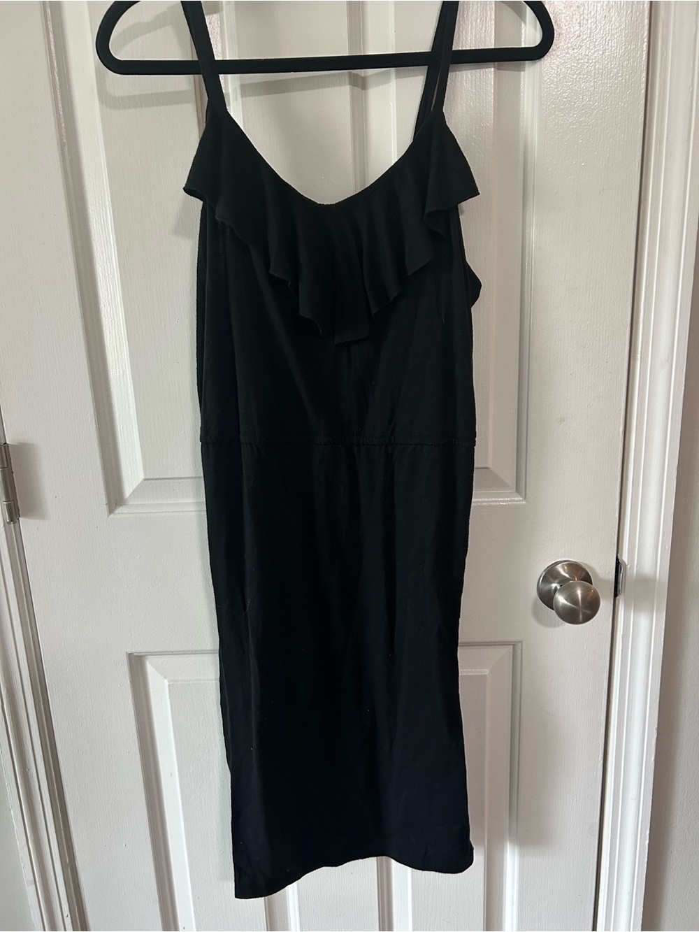Bobbie Brooks Black Ruffle-Front Midi Dress